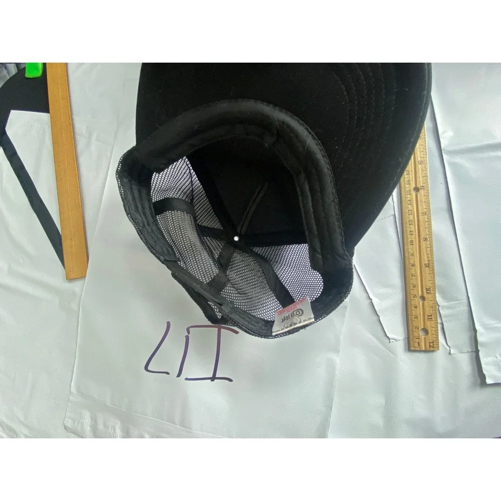 Black Trucker Hat White Logo Adjustable Mesh‎ Back Casual Streetwear